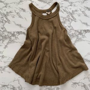 Free people olive green ribbed tank top size small